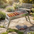 Grill węglowy stalowy składany przenośny 73x21x37 cm