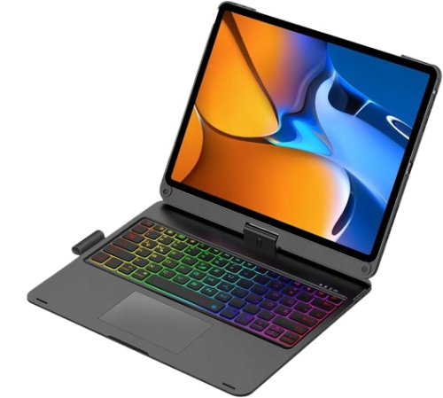  Etui do iPad czarne, klawiatura QWERTZ iPad 10.2 podświetlana RGB