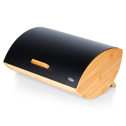 Chlebak drewniany metalowy czarny 35,5x24,5x15,5 cm