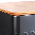 Chlebak metalowy z deską drewnianą czarny 33,5x18,5x12,5 cm