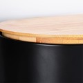 Chlebak stalowy z deską drewnianą czarny 34x18,5x15,5 cm