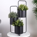 Kwietnik metalowy czarny 3-poziomowy 33x24x57 cm
