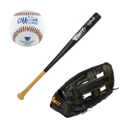 Zestaw baseballowy BRETT Senior – kij 30", piłka, rękawica 11"