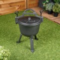 Kociołek żeliwny 4L emaliowany na nóżkach z pokrywką do ogniska