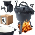 Kociołek żeliwny 4L emaliowany na nóżkach z pokrywką do ogniska
