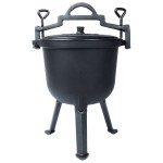 Kociołek żeliwny 8L emaliowany na nóżkach z pokrywką 