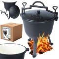 Kociołek żeliwny 10L z emalią i pokrywką | grill, ognisko, palenisko