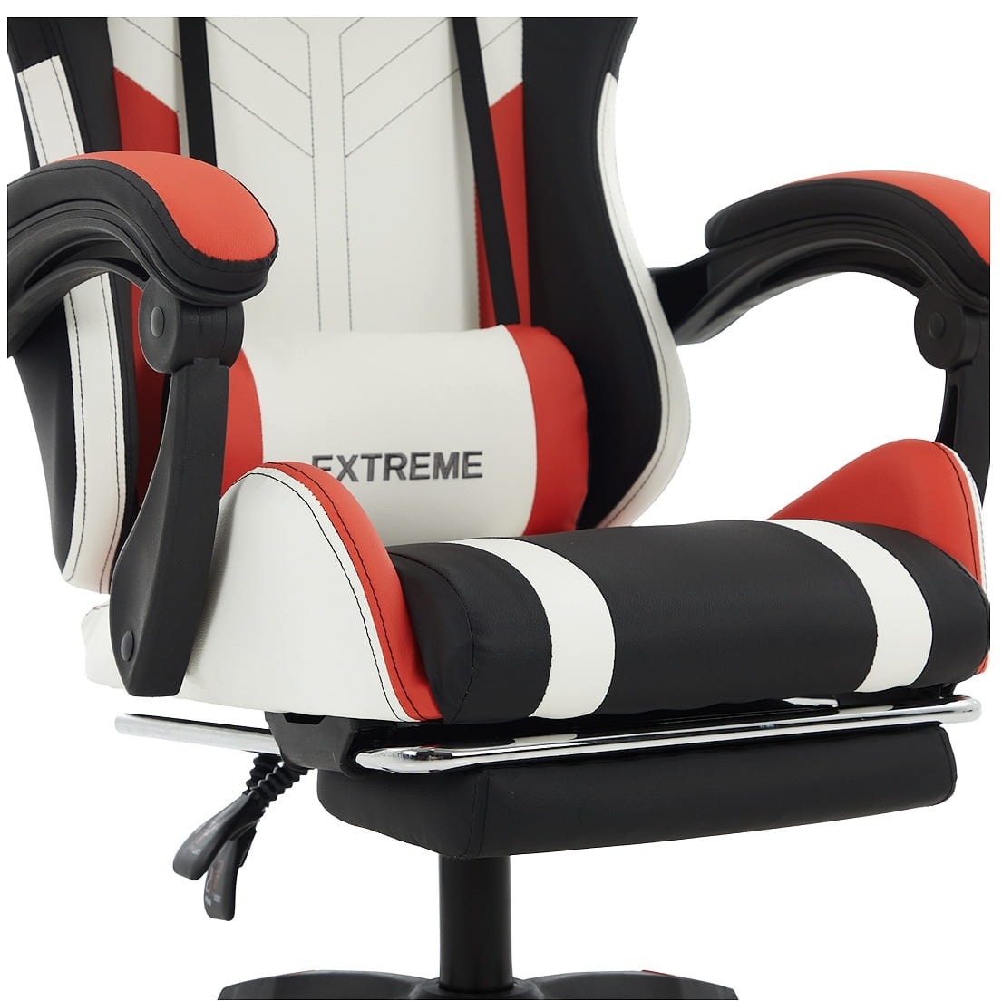 Fotel Gamingowy EXTREME R1 Red Podnóżek, Poduszki, Eco Skóra Premium