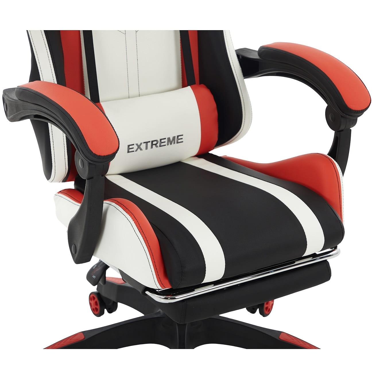 Fotel Gamingowy EXTREME R1 Red Podnóżek, Poduszki, Eco Skóra Premium