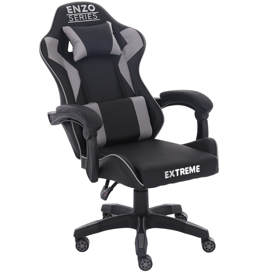 Fotel gamingowy ENZO Extreme Gray — ergonomiczny, regulowany do 135°
