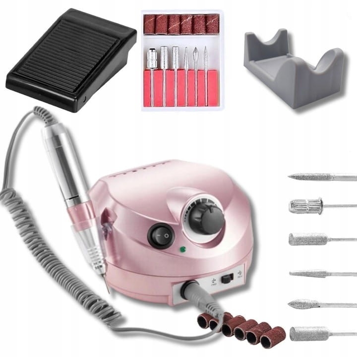 FREZARKA DO PAZNOKCI 65W MANICURE PEDICURE DO USUWANIA HYBRYD ŻELU + FREZY