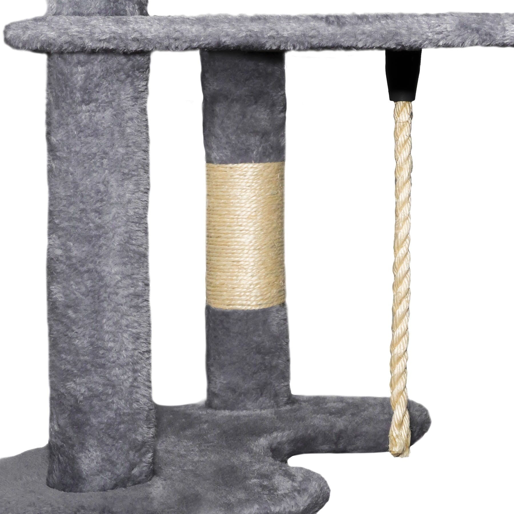 Duży drapak dla kota 145 cm – 6 poziomów, legowisko, budka, stabilny – szary