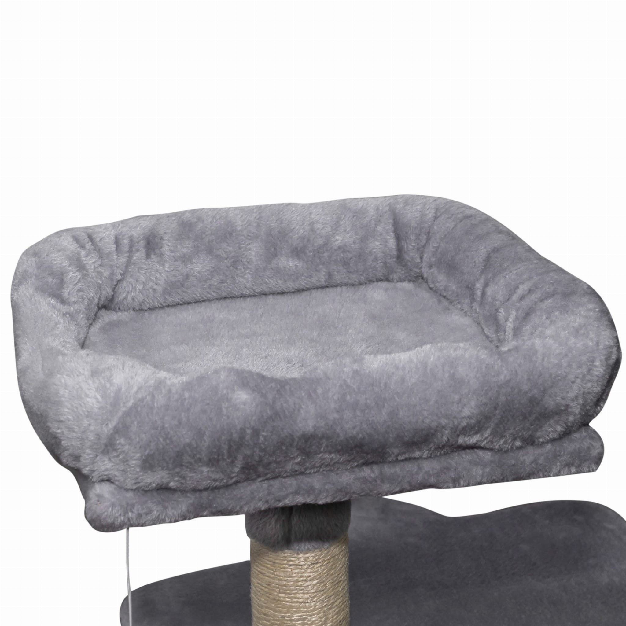 Duży drapak dla kota 145 cm – 6 poziomów, legowisko, budka, stabilny – szary