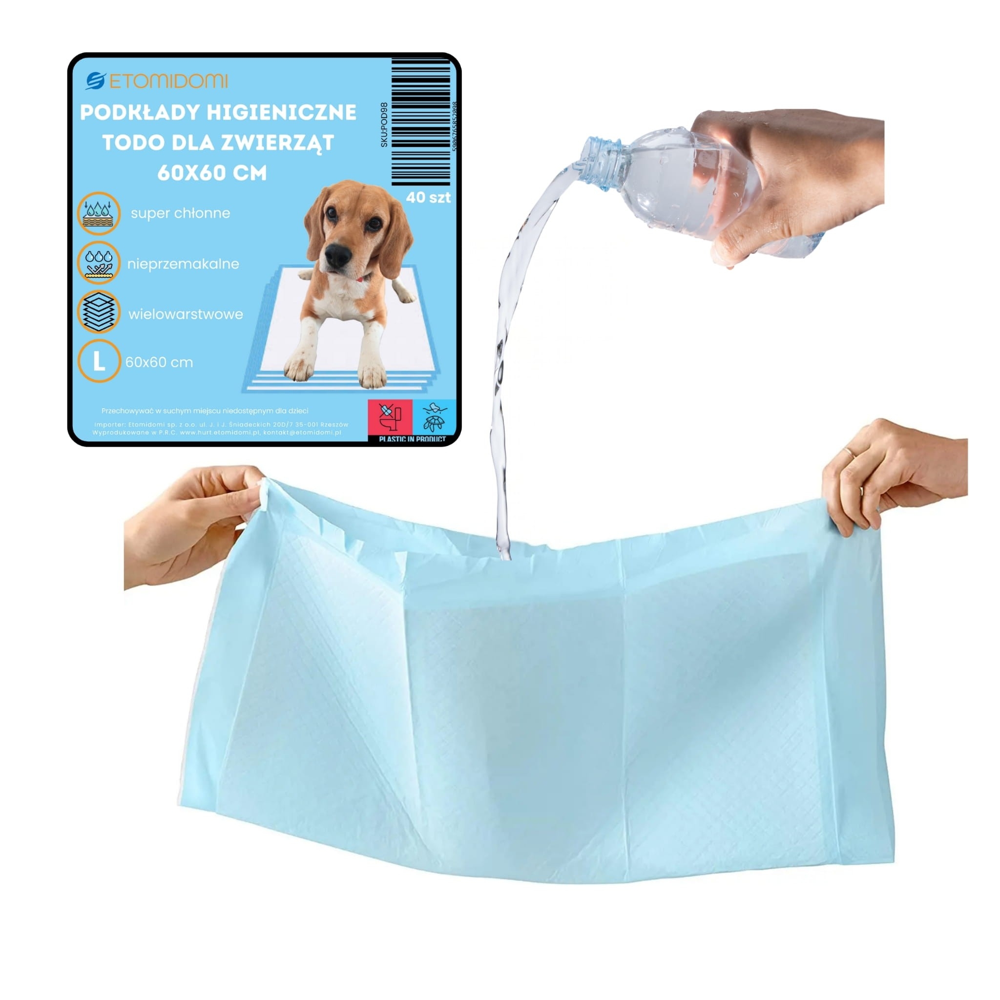Podkłady higieniczne Todo 60×60 cm – chłonne maty ochronne 40 szt.