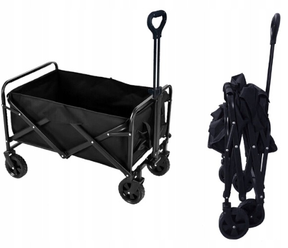 Wózek Transportowy Koszyk Składany Kółka 90 L Czarny Kraft&Dele