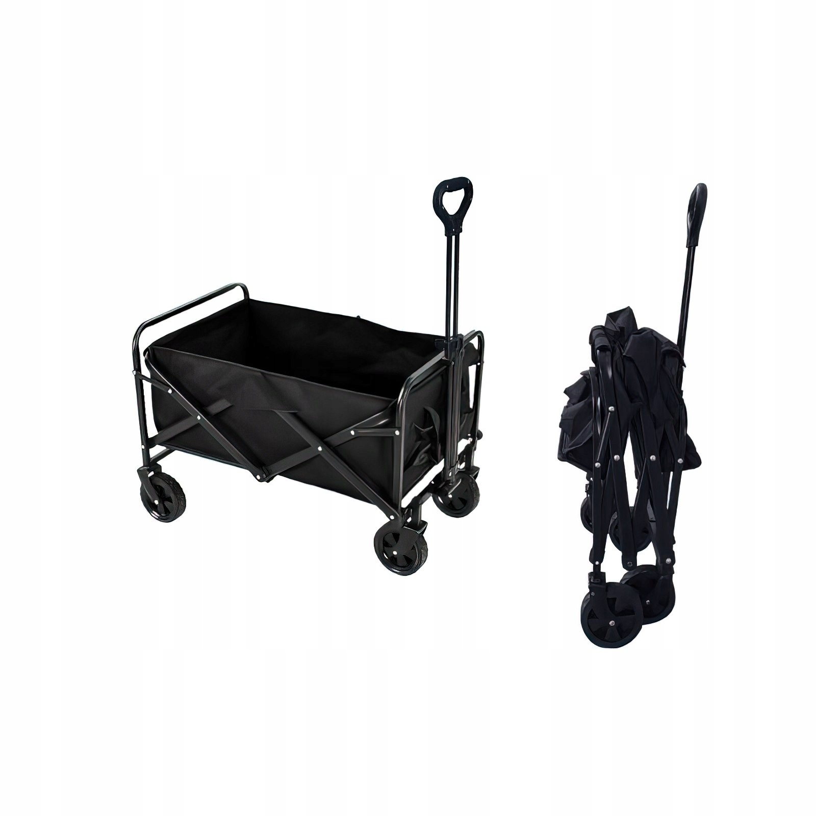Wózek Transportowy Koszyk Składany Kółka 90 L Czarny Kraft&Dele