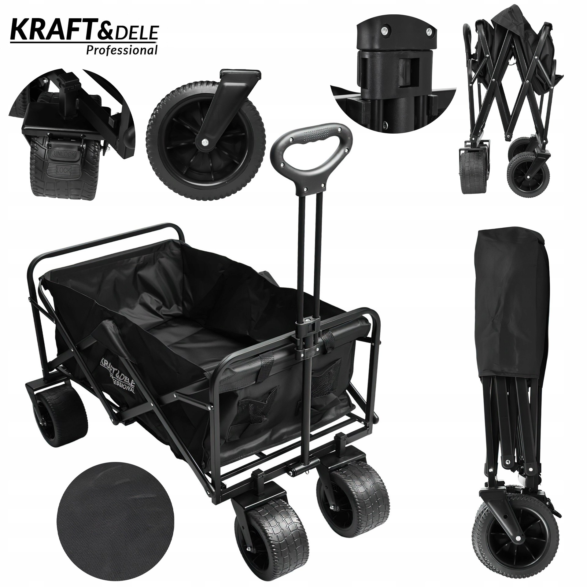 Wózek Transportowy Turystyczny Ogrodowy Składany 160 L Kraft&Dele