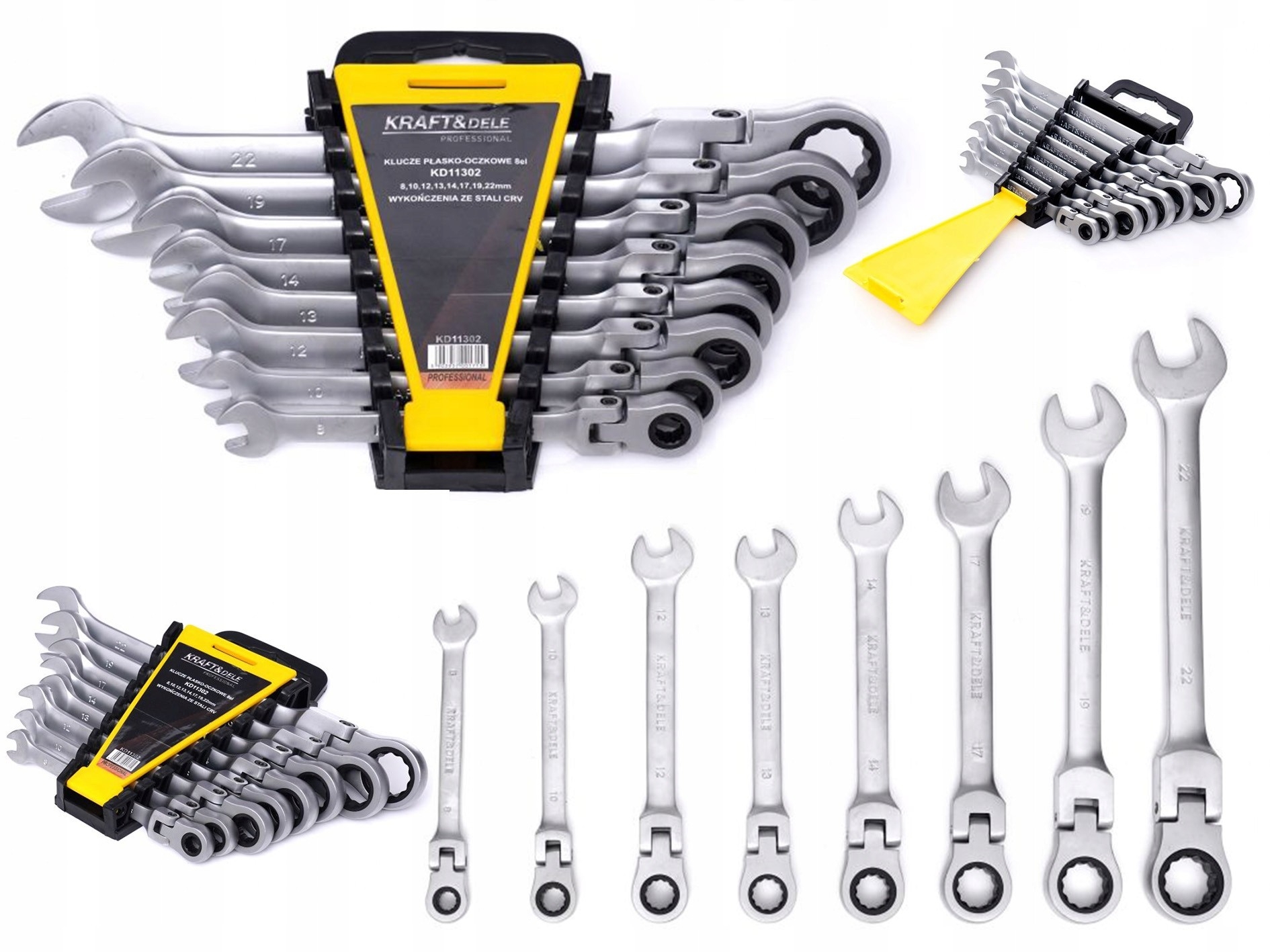 KLUCZE PŁASKO-OCZKOWE 8-22MM ZESTAW 8 SZTUK KD11302
