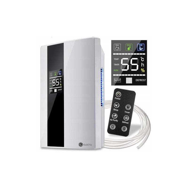 Osuszacz Powietrza Biały 65W 2000ml 270ml/24h LCD Pilot Kraft&Dele