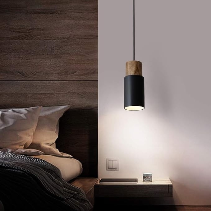 Lampa wisząca retro industrialna, vintage, drewno aluminium