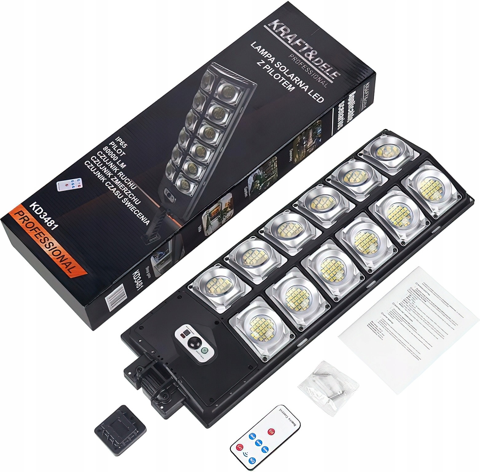 Lampa Uliczna Solarna z Pilotem Kraft&Dele 700W 80000lm IP65