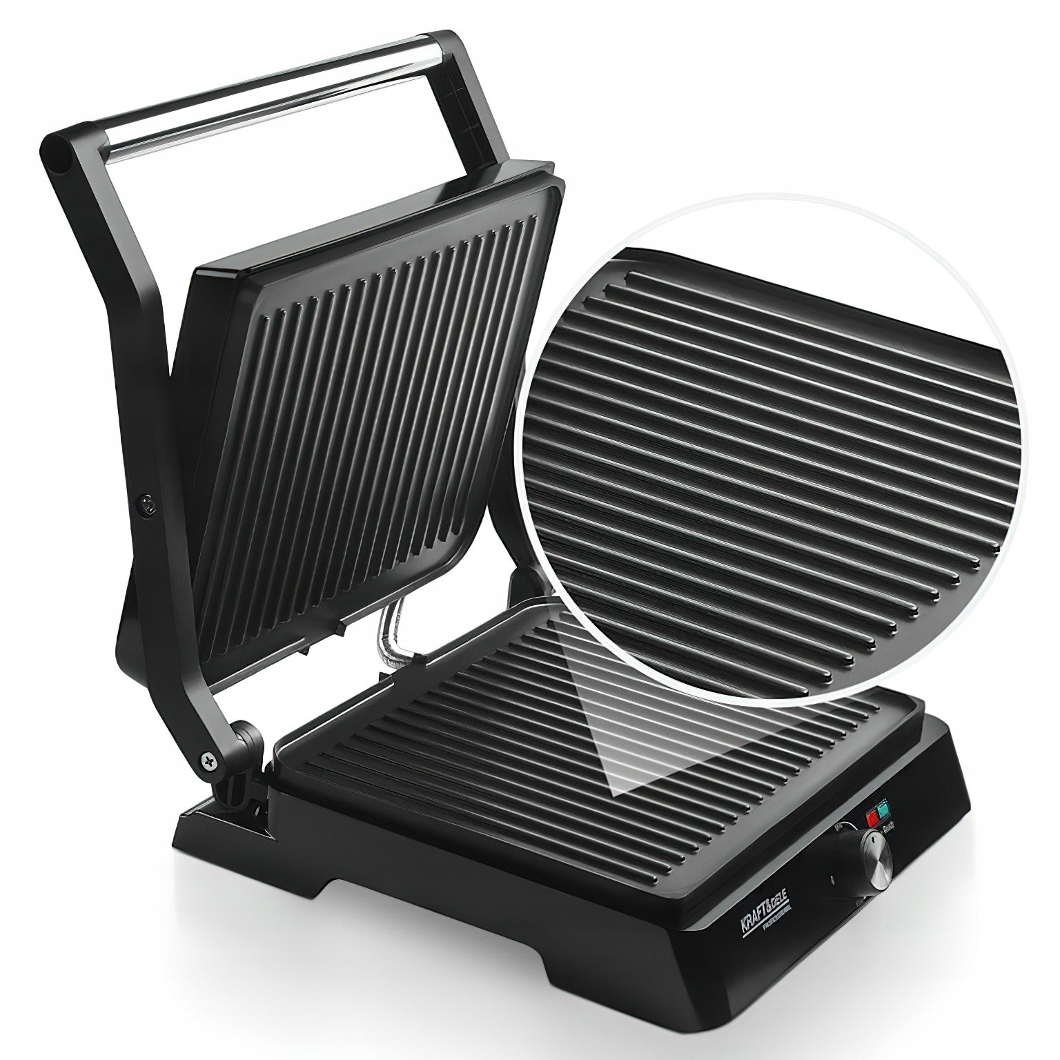 Grill Elektryczny 2w1 Teflon 2400W Regulacja Temperatury Tost Kraft&Dele