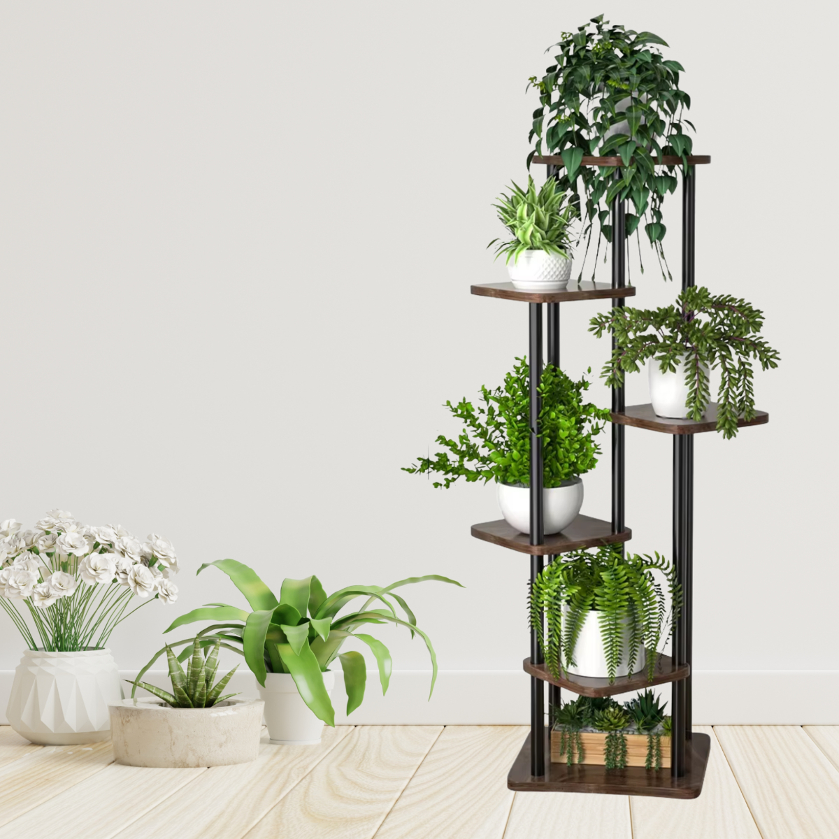 KWIETNIK NA KWIATY STOJAK METALOWY STOJĄCY LOFT ROŚLINY REGAŁ 132 CM [KWIETNIK2]