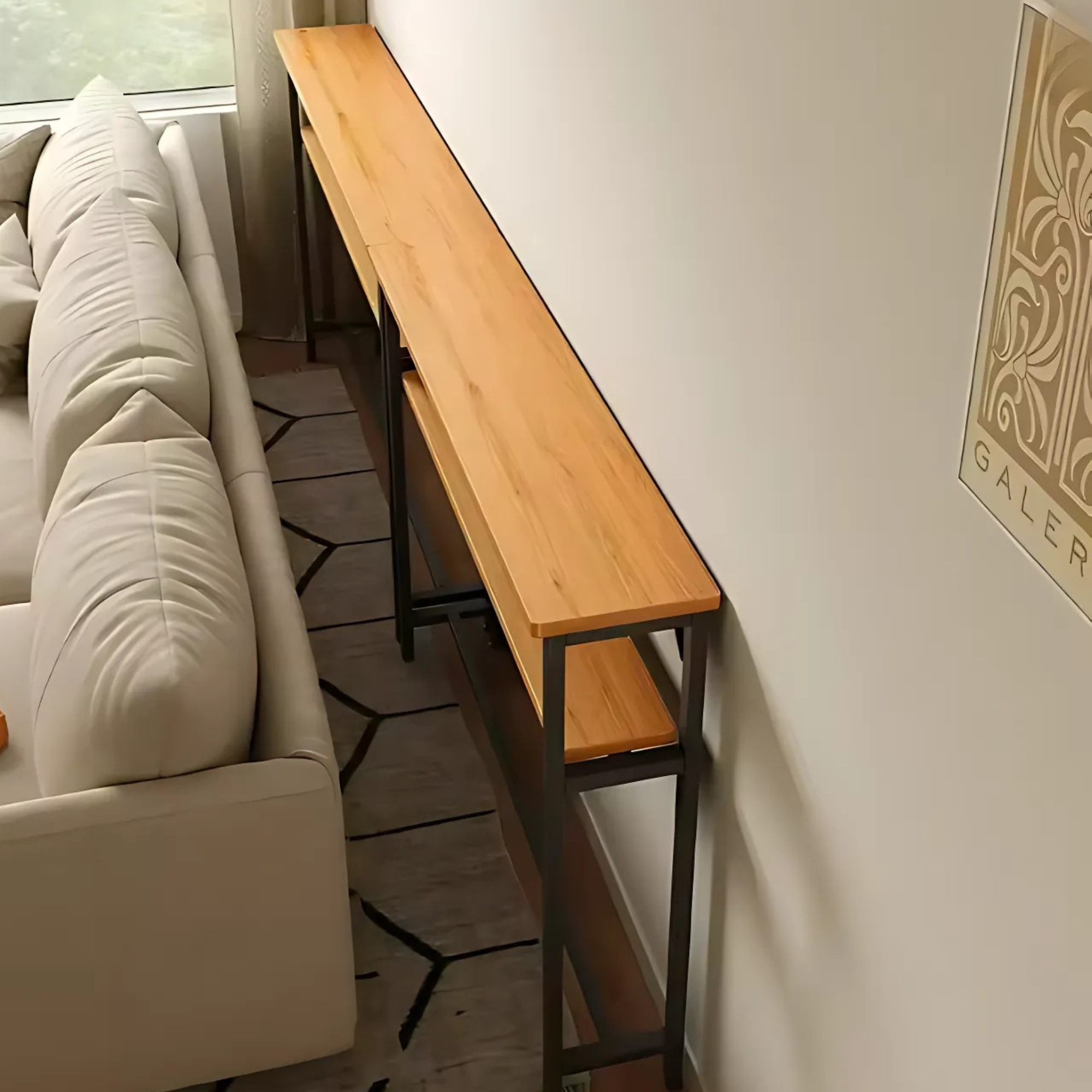 KONSOLA REGAŁ LOFT ZA KANAPĘ STOLIK BOCZNY PÓŁKA DO SALONU 80x20x102 [KONSOLA1]