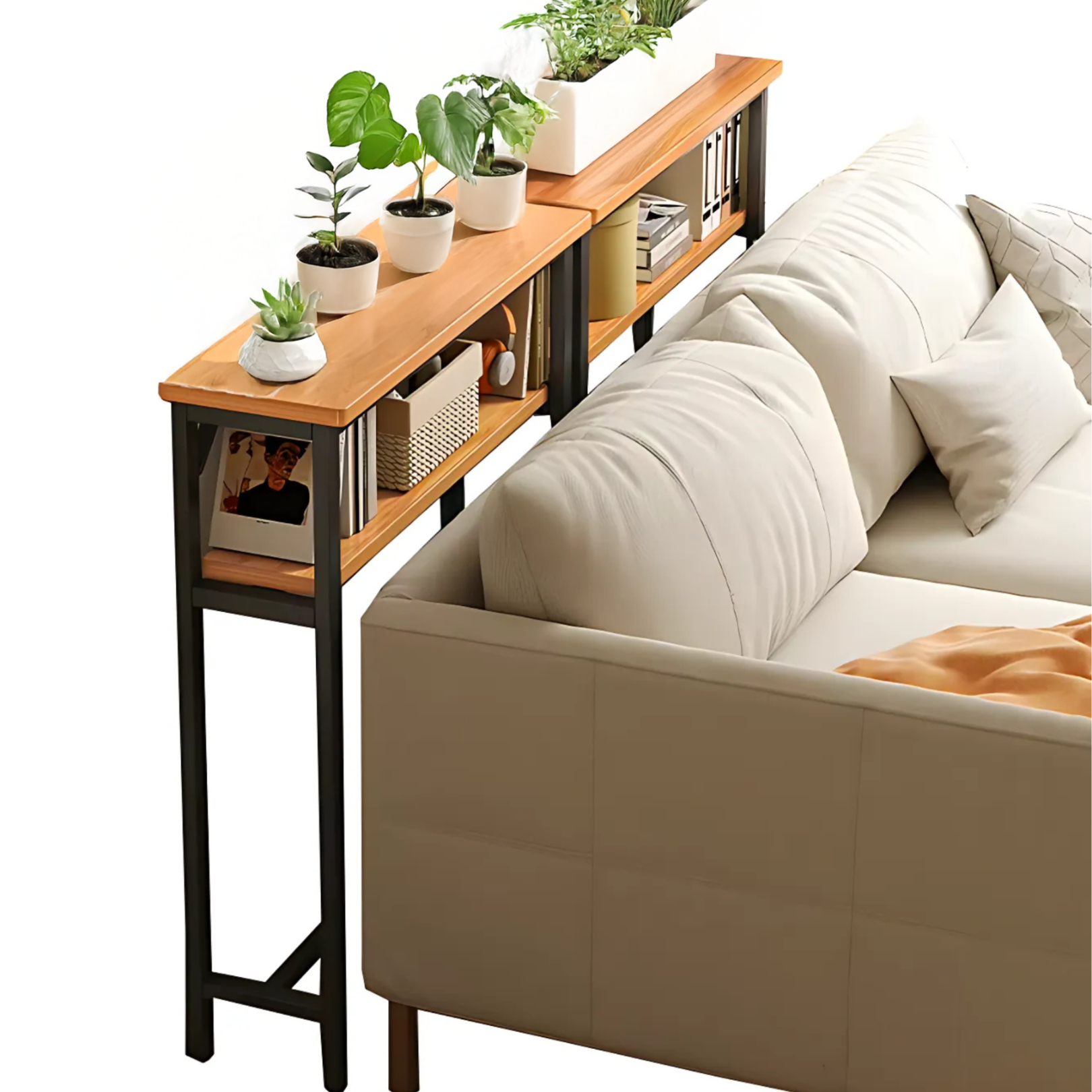 KONSOLA REGAŁ LOFT ZA KANAPĘ STOLIK BOCZNY PÓŁKA DO SALONU 80x20x102 [KONSOLA1]