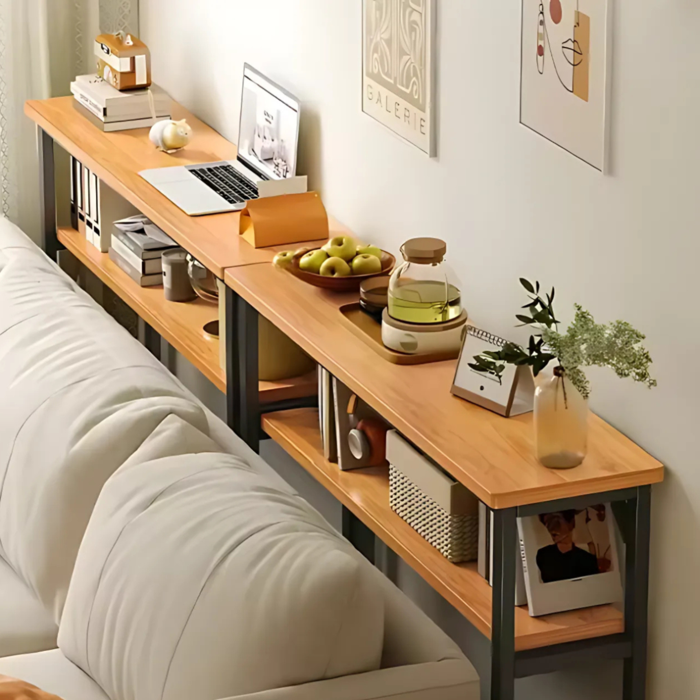 KONSOLA REGAŁ LOFT ZA KANAPĘ STOLIK BOCZNY PÓŁKA DO SALONU 100x20x102 [KONSOLA2]