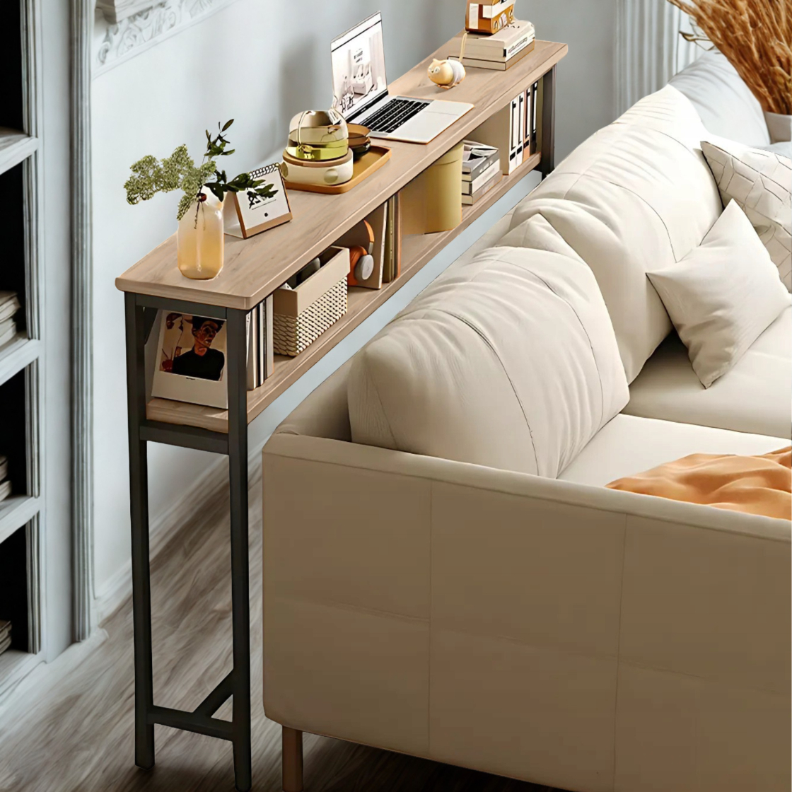 KONSOLA TOALETKA Z PÓŁKĄ ZA KANAPĘ LOFT 80 x 20 x 100,2 CM DĄB SONOMA [KONSOLA3]