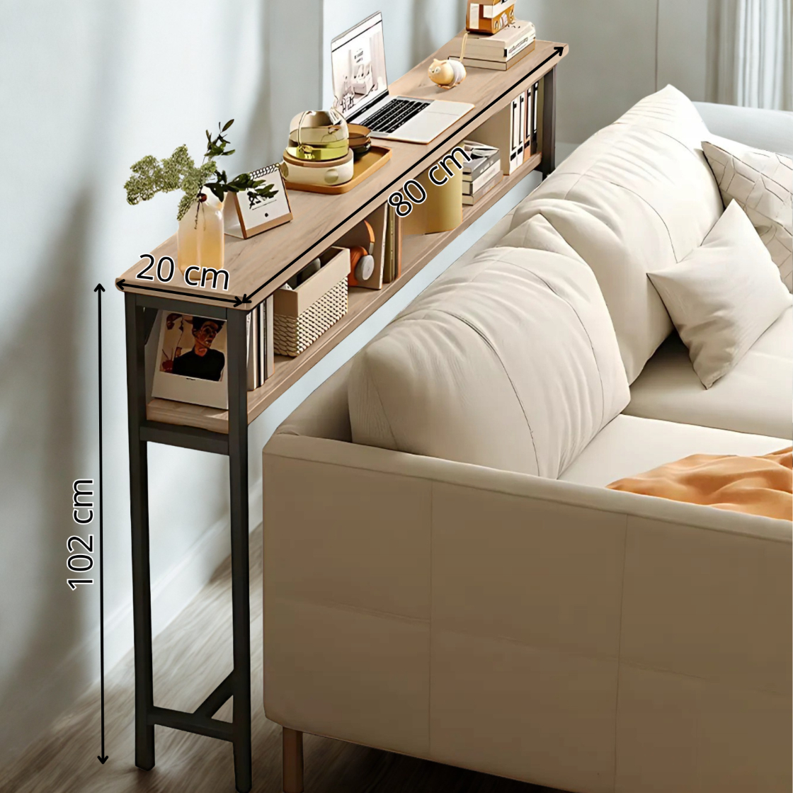 KONSOLA TOALETKA Z PÓŁKĄ ZA KANAPĘ LOFT 80 x 20 x 100,2 CM DĄB SONOMA [KONSOLA3]