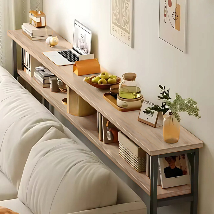 KONSOLA TOALETKA Z PÓŁKĄ ZA KANAPĘ LOFT 100 x 20 x 100,2 CM DĄB SONOMA [KONSOLA4]