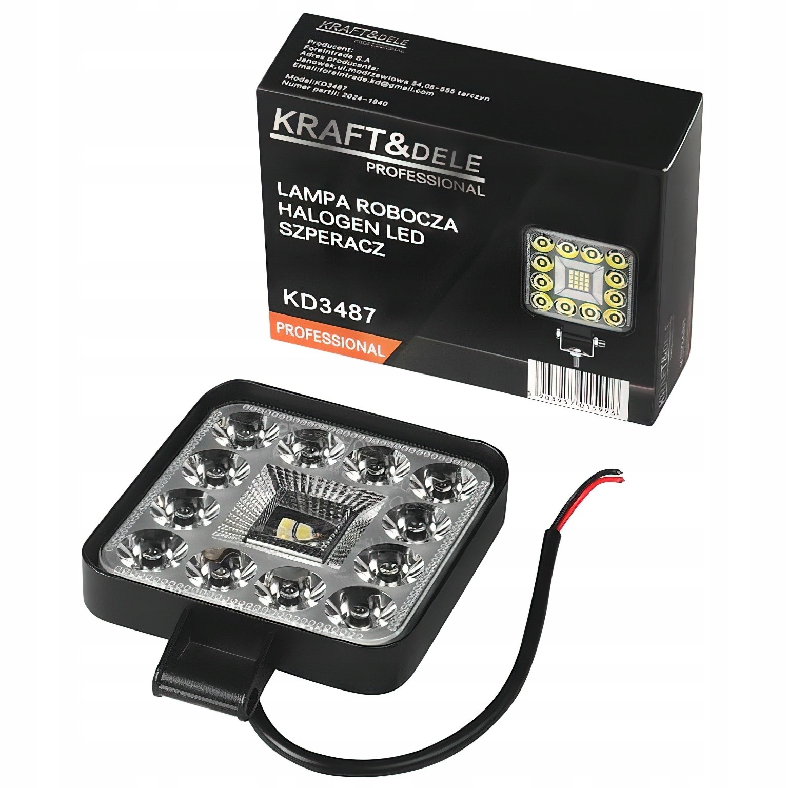 Lampa Robocza Reflektor Cofania Szperacz Kwadrat 40W 28 LED 12000 lm 9-40V