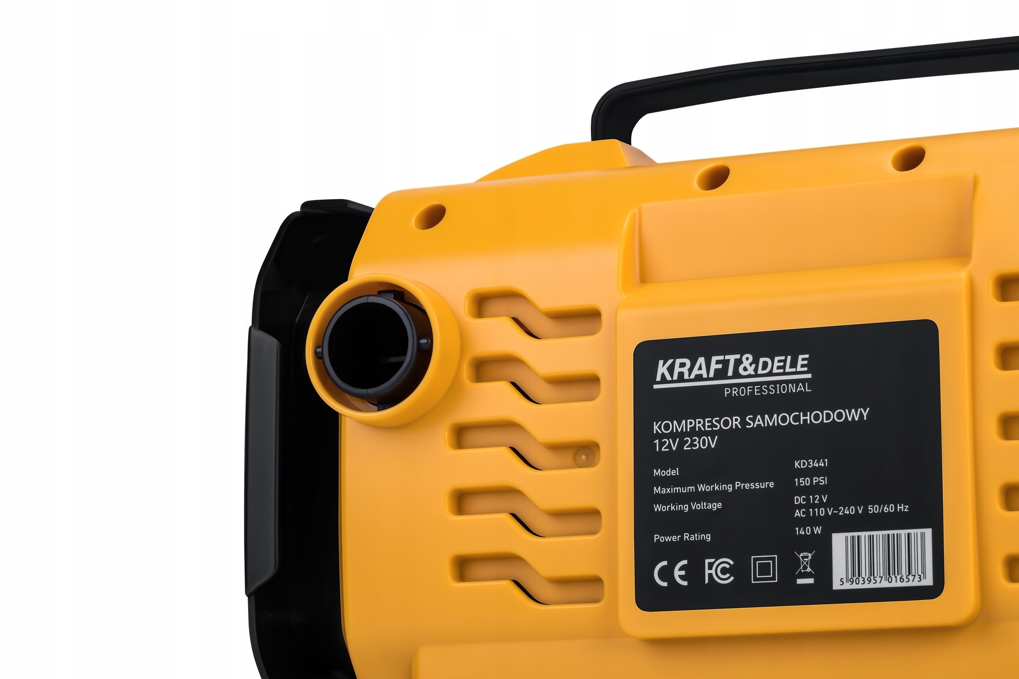 Kompresor Samochodowy Sieciowy LCD 12V 230V 140W 150 PSI 35l/min Kraft&Dele