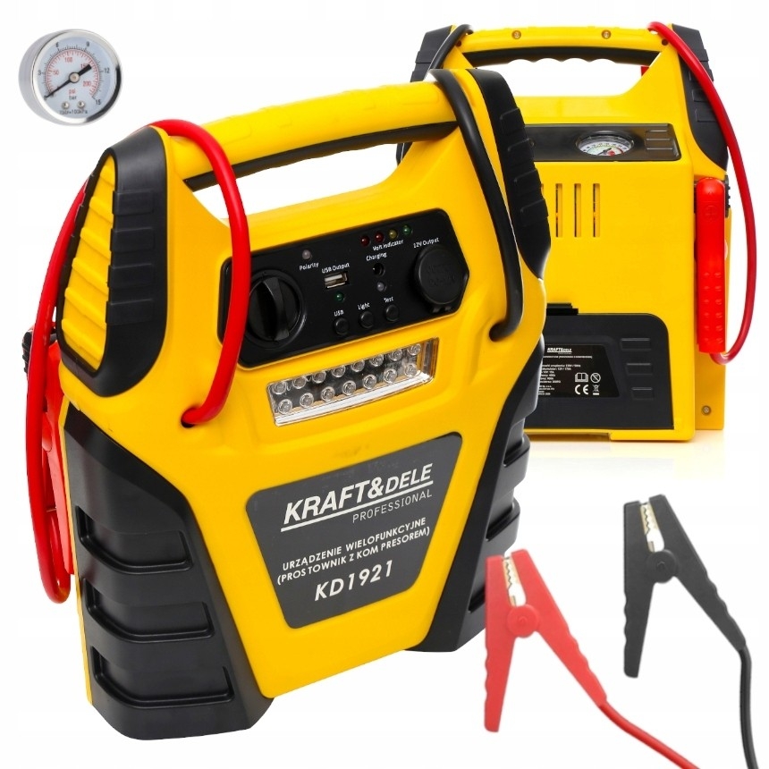 5W1 JUMP STARTER PROSTOWNIK ROZRUCH POWERBANK KOMPRESOR 17 Ah ŁADOWARKA LED