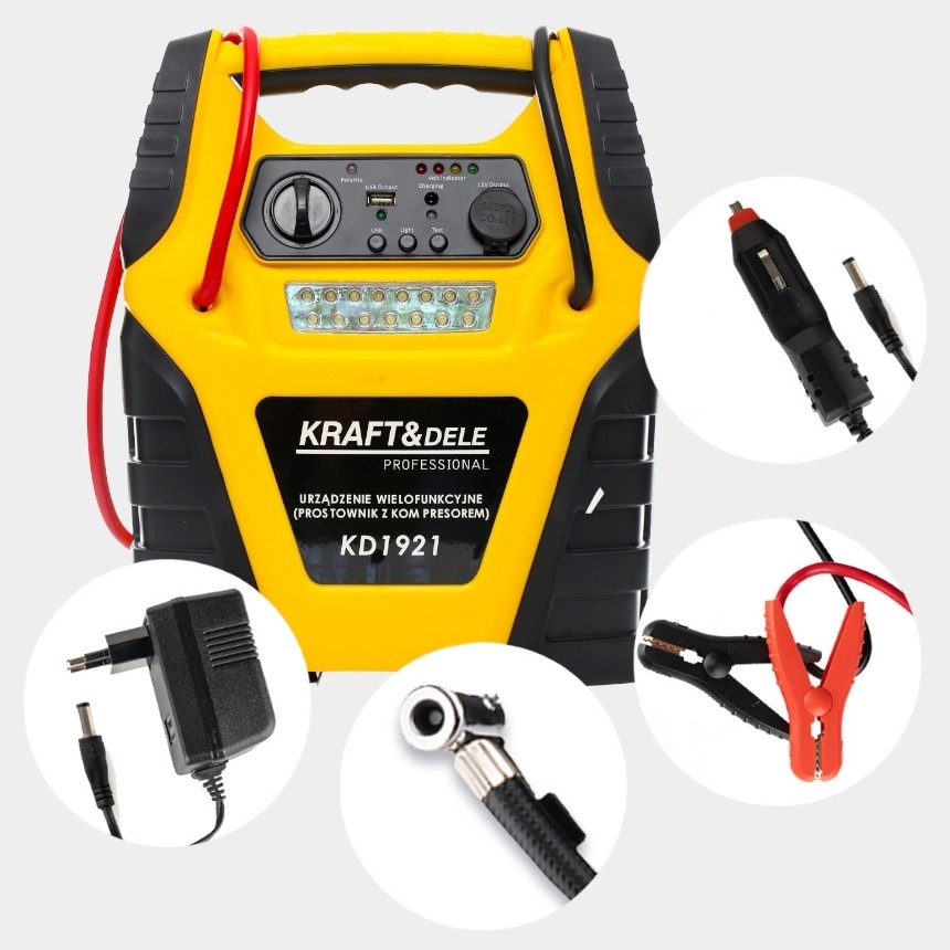 5W1 JUMP STARTER PROSTOWNIK ROZRUCH POWERBANK KOMPRESOR 17 Ah ŁADOWARKA LED