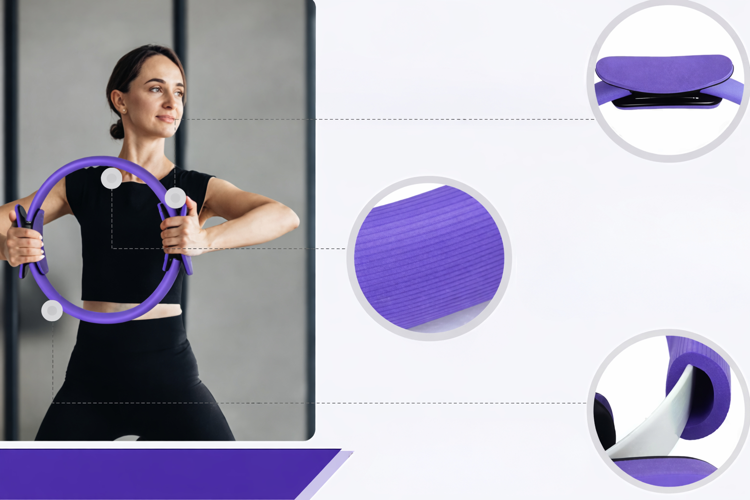 ZESTAW PILATES FITNESS JOGA 13w1 OBRĘCZ KOŁO DO PILATESU TAŚMY OPOROWE FIOLETOWY [FITNESS2]