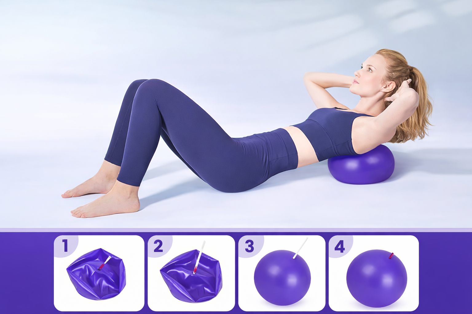 ZESTAW PILATES FITNESS JOGA 10w1 OBRĘCZ KOŁO DO PILATESU TAŚMY OPOROWE FIOLETOWY [FITNESS4]
