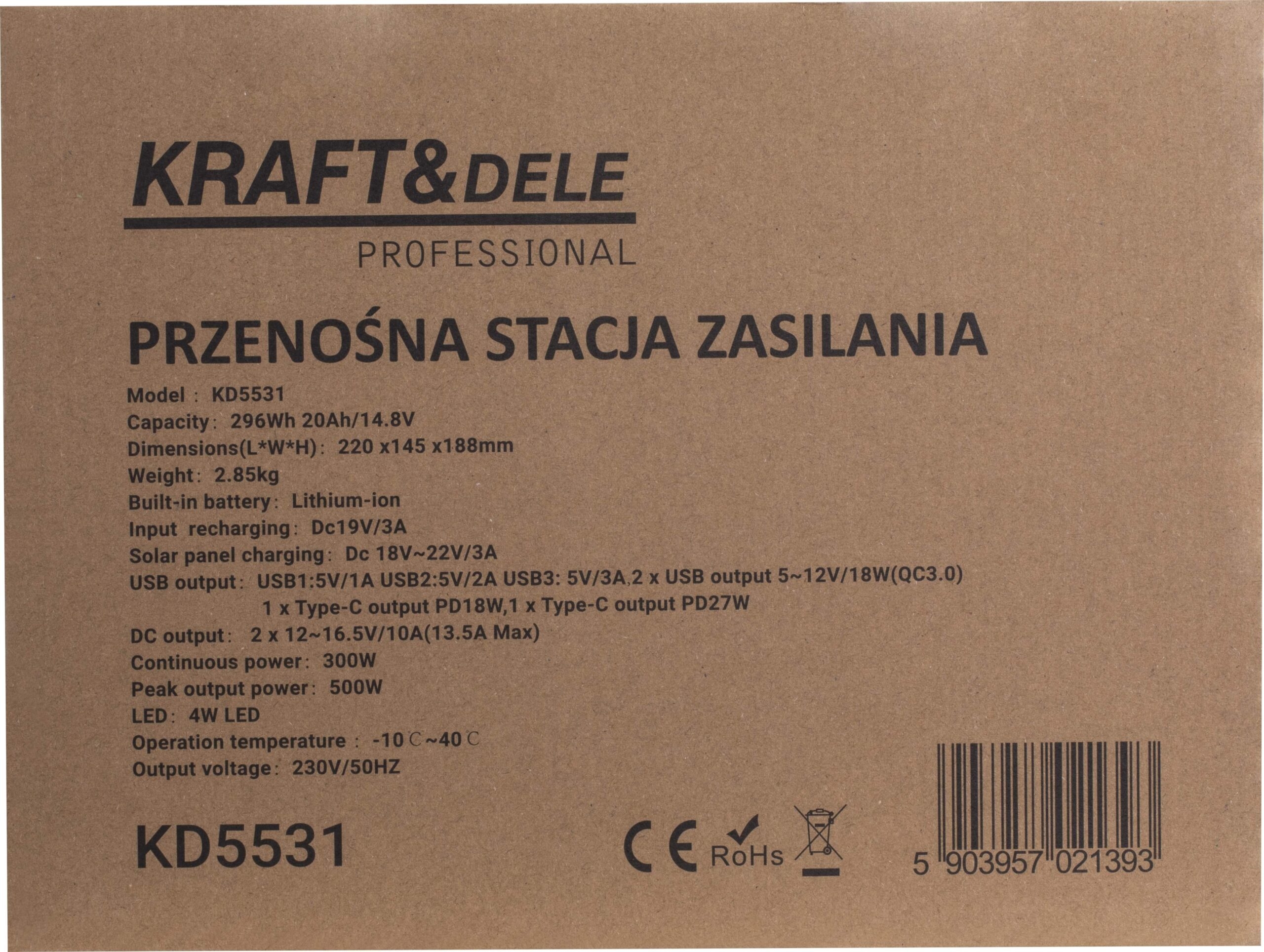 Przenośna stacja zasilania 296Wh / 14,8V KD5531