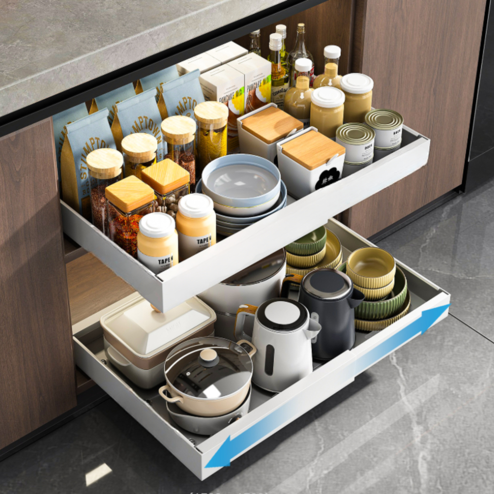 ROZSUWANY ORGANIZER KUCHENNY BIAŁY SZUFLADA TACA DO PRZECHOWYWANIA 32-52 CM [ORGANIZER104]