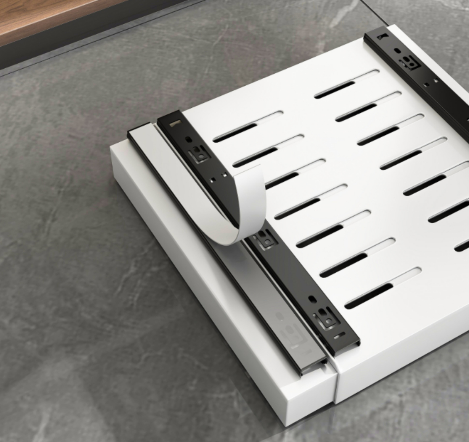 ROZSUWANY ORGANIZER KUCHENNY BIAŁY SZUFLADA TACA DO PRZECHOWYWANIA 32-52 CM [ORGANIZER104]