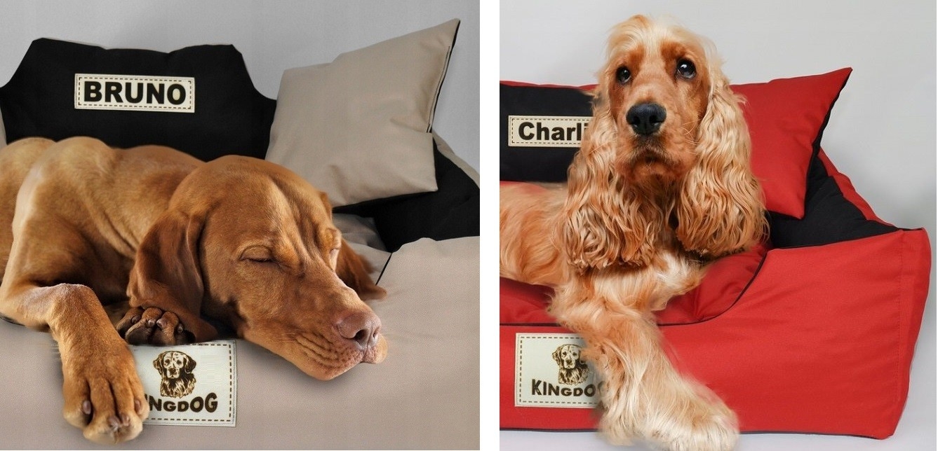 Legowisko dla psa kojec KINGDOG 75x65 cm personalizowane wodoodporne niebieskie
