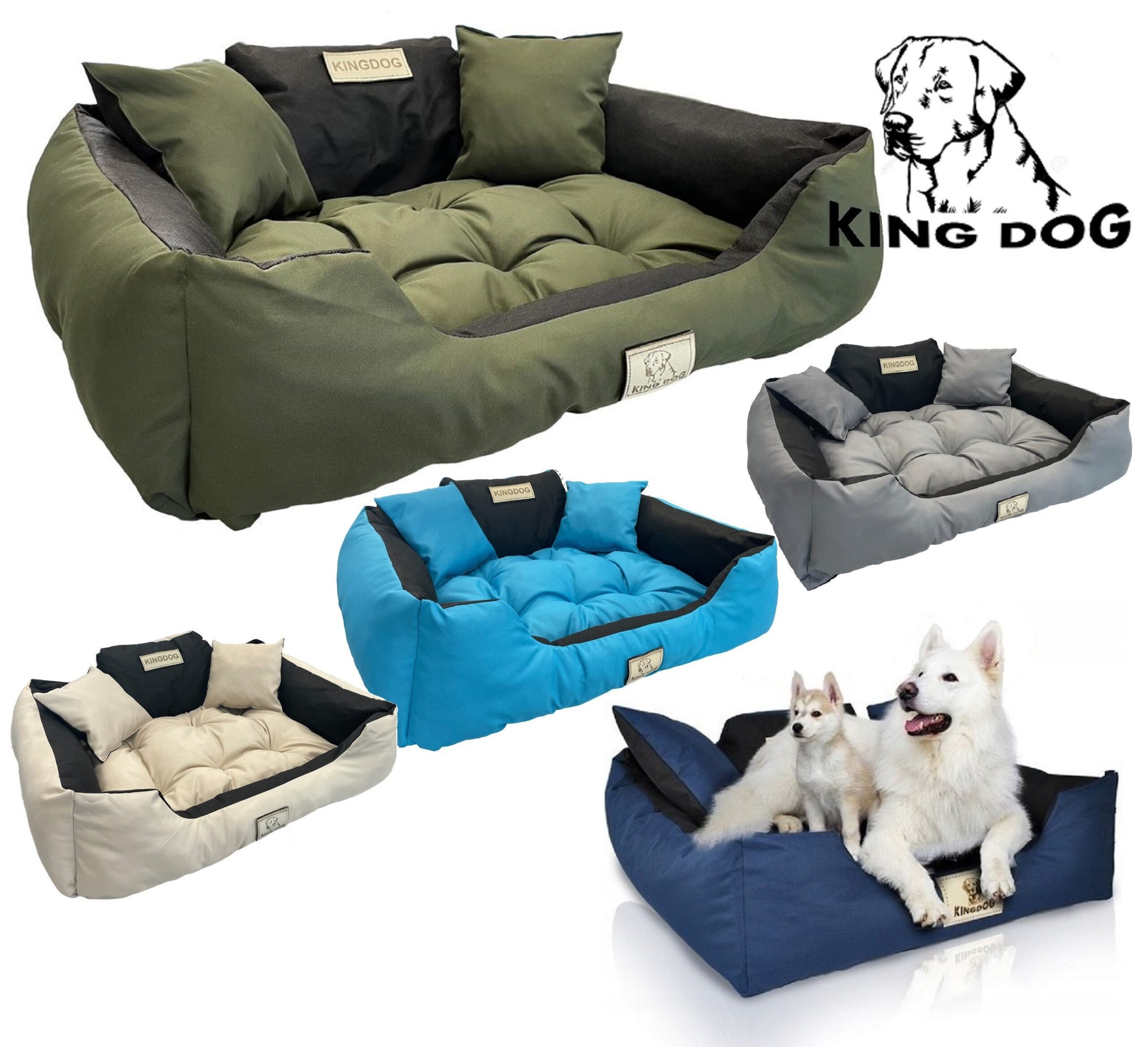 Legowisko dla psa kojec KINGDOG 100x75 cm personalizowane wodoodporne zielone