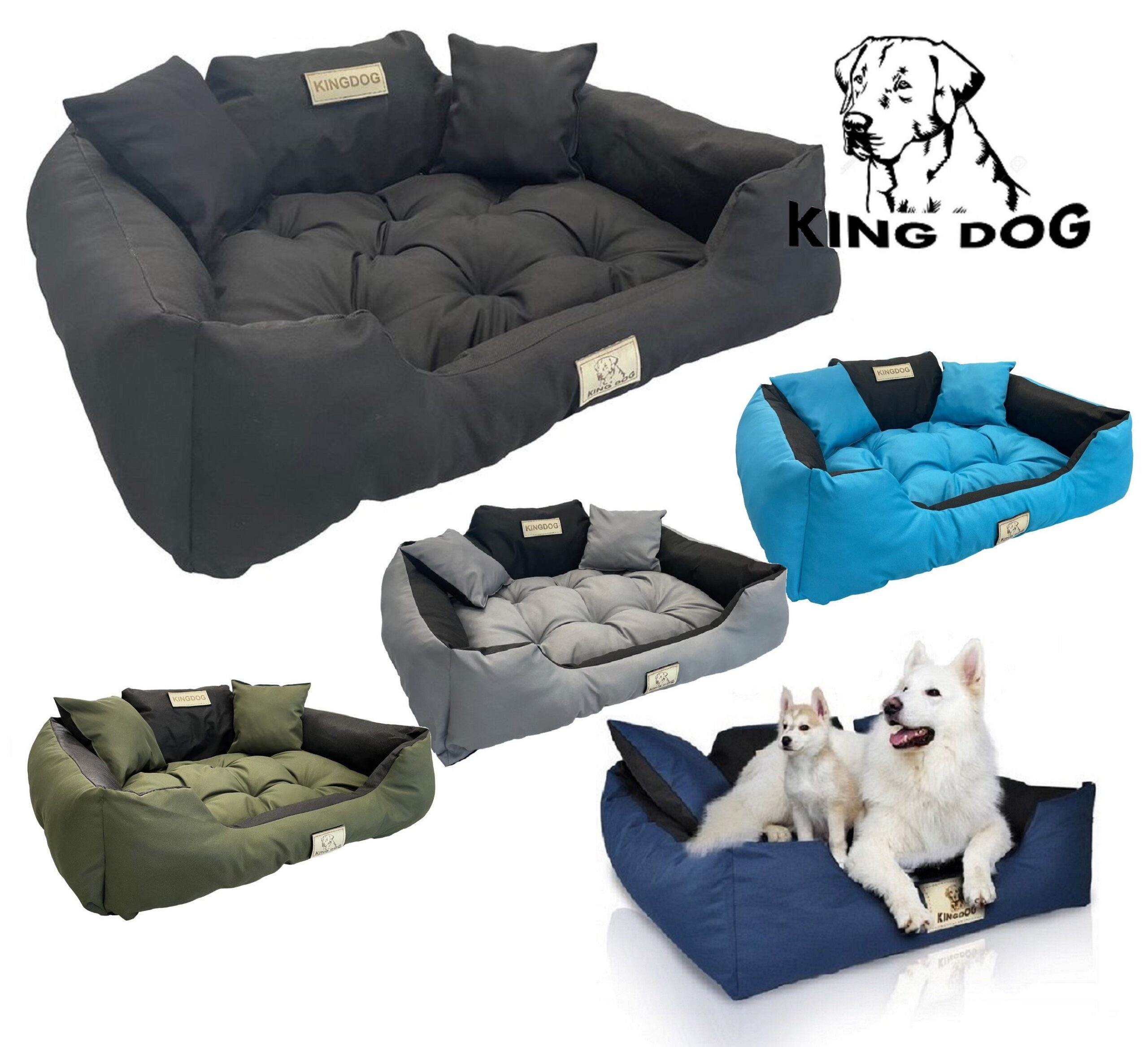 Legowisko dla psa kojec KINGDOG 115x95 cm personalizowane wodoodporne czarne