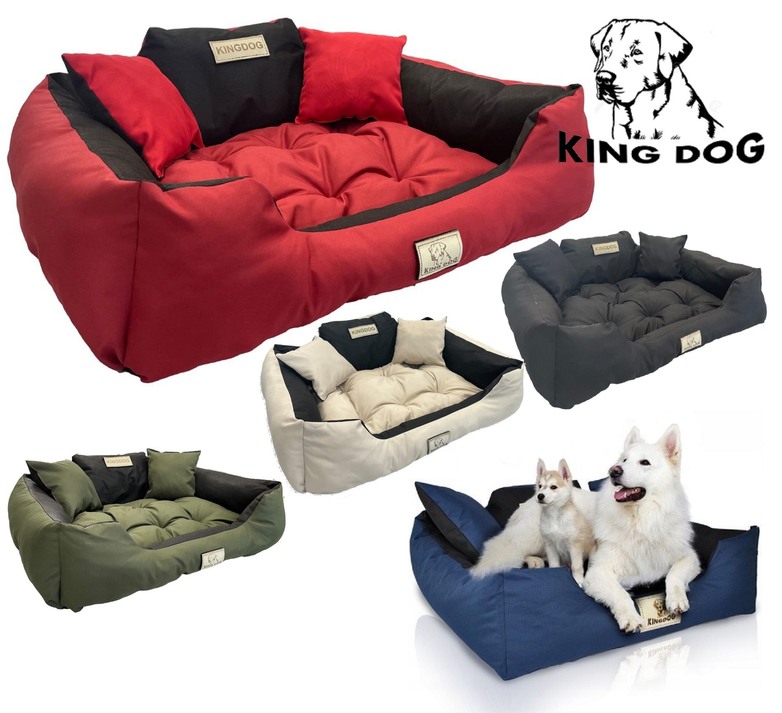 Legowisko dla psa kojec KINGDOG 55x45 cm personalizowane wodoodporne czerwone