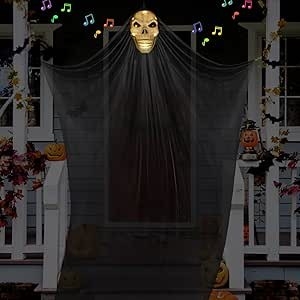 Dekoracja na halloween, wiszące duchy, podświetlane