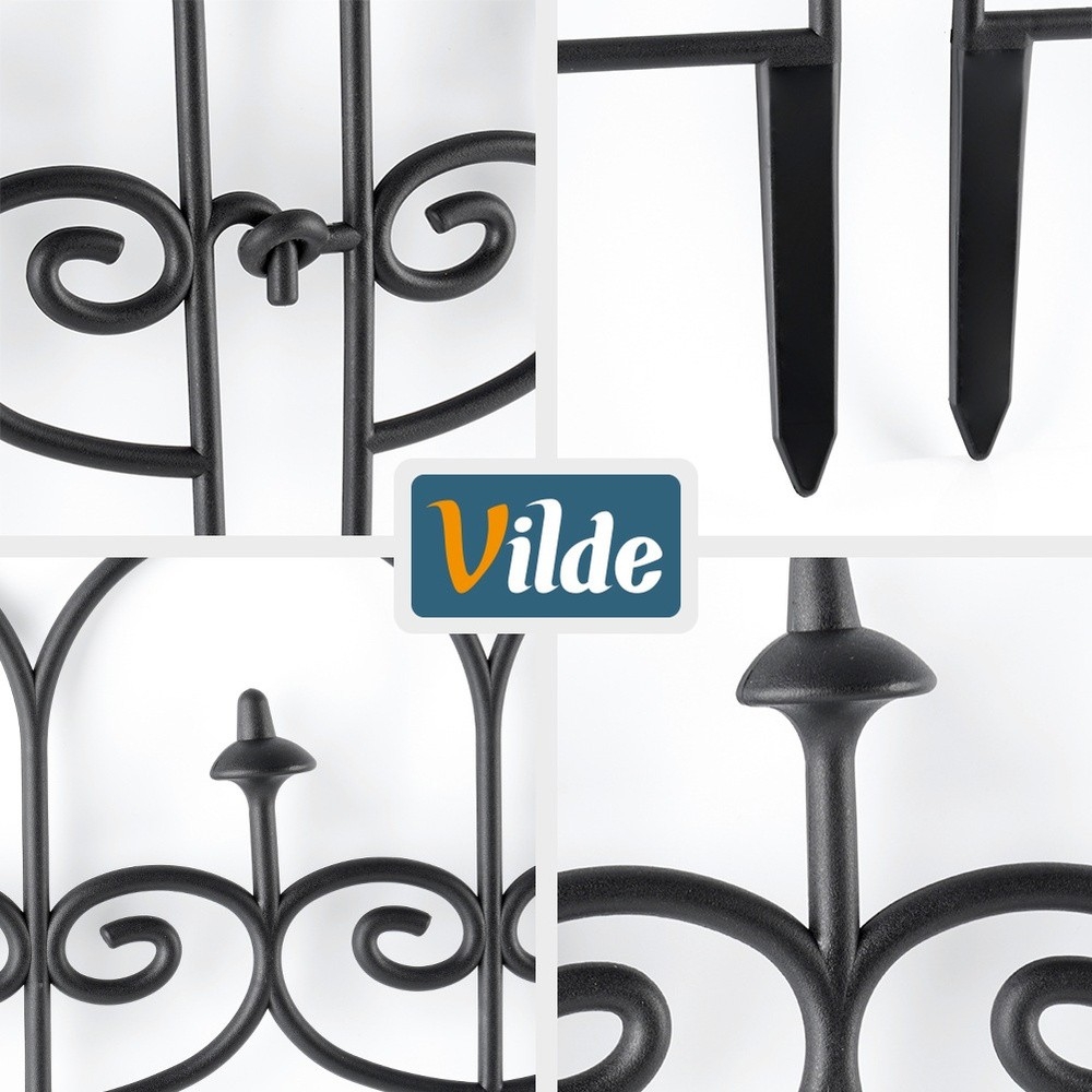 Płotek ogrodowy czarny 59,5x24 cm 8 szt.