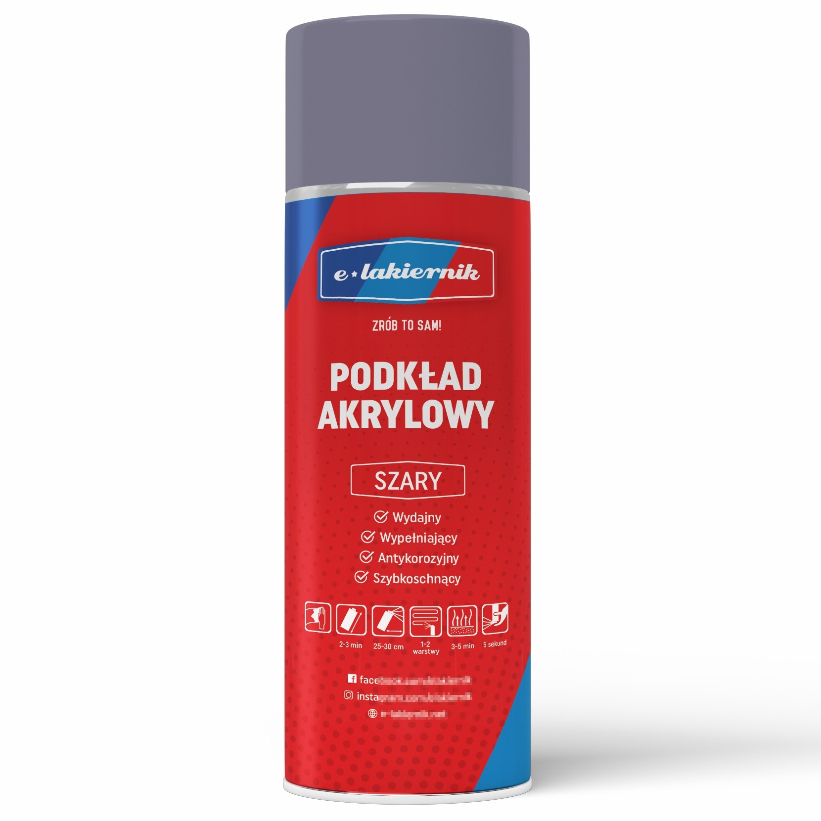 Podkład Akrylowy Szary Spray Szybkoschnący 400ml e-lakiernik