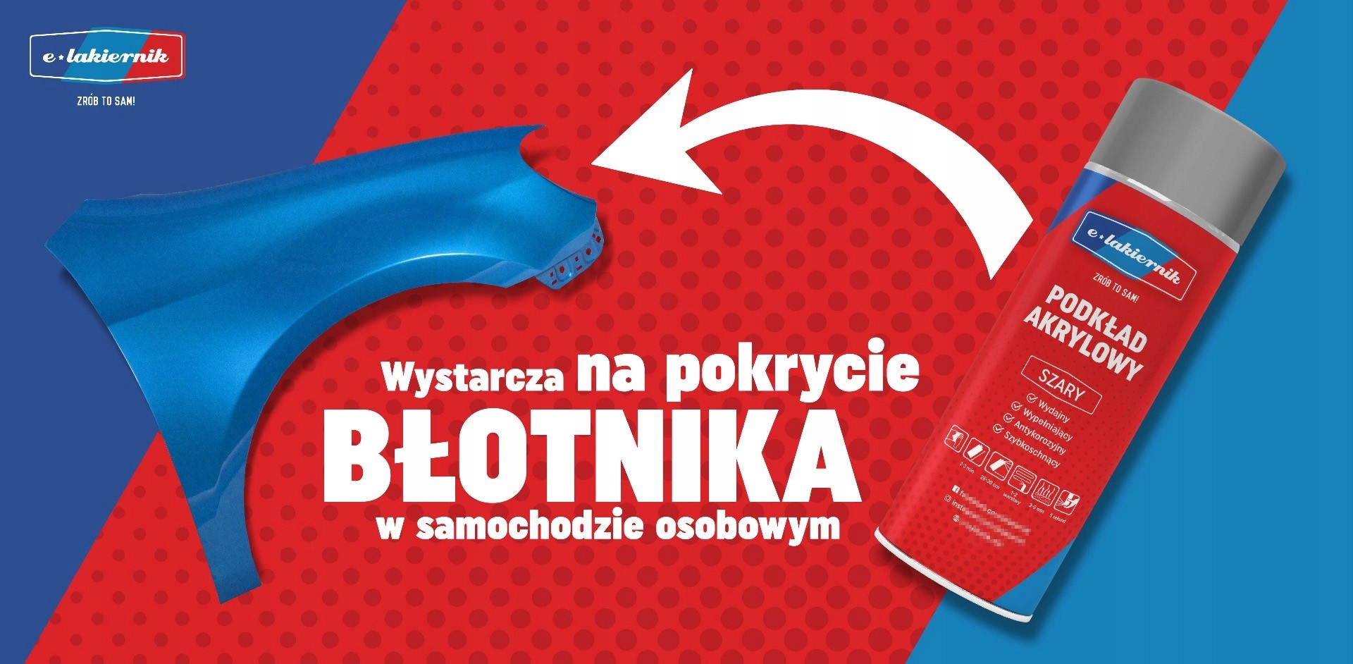 Podkład Akrylowy Szary Spray Szybkoschnący 400ml e-lakiernik